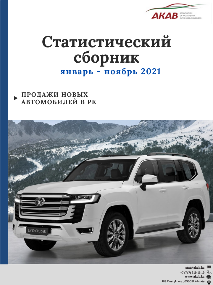 Статистика продаж на автомобильном рынке Казахстана Январь - Ноябрь 2021 г. - АКАБ