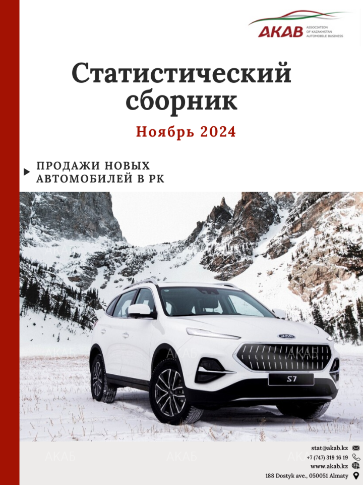 Статистика продаж на автомобильном рынке Казахстана ноябрь 2024 г. - АКАБ